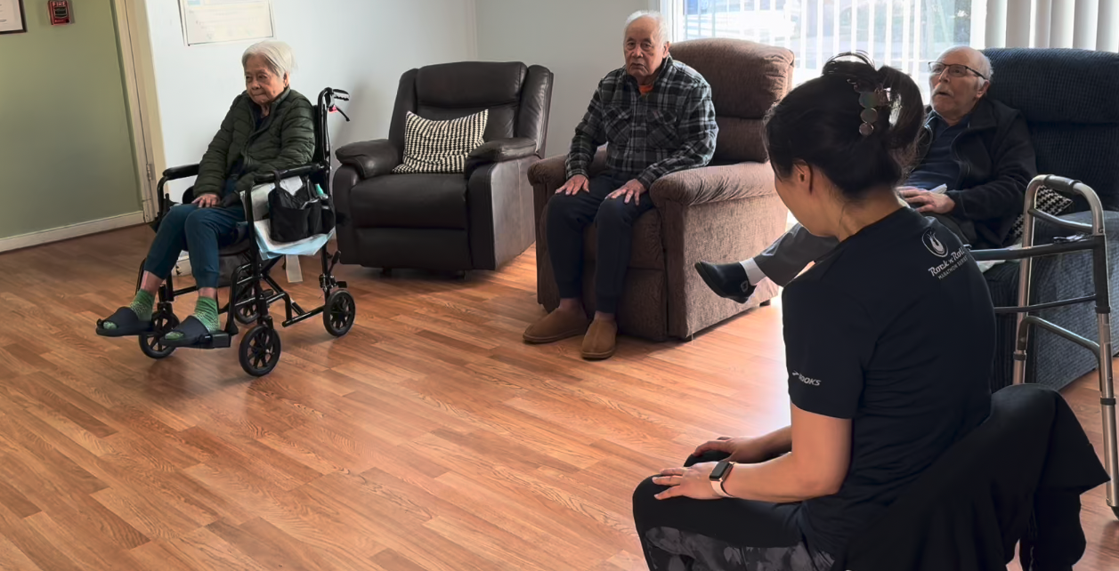Yoga practice with seniors